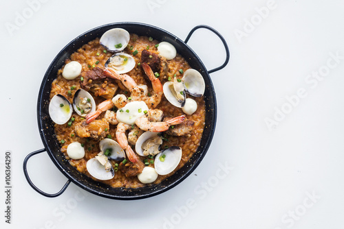 seafood and rice paella traditional spanish food