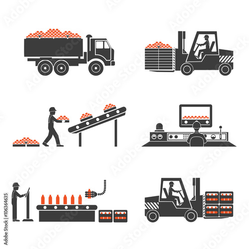 icons line production of juices