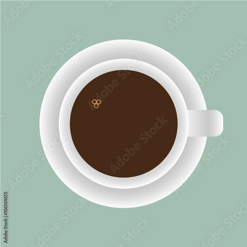 Coffee cup. Vector illustration.a cup of coffee. White cup on a green background.