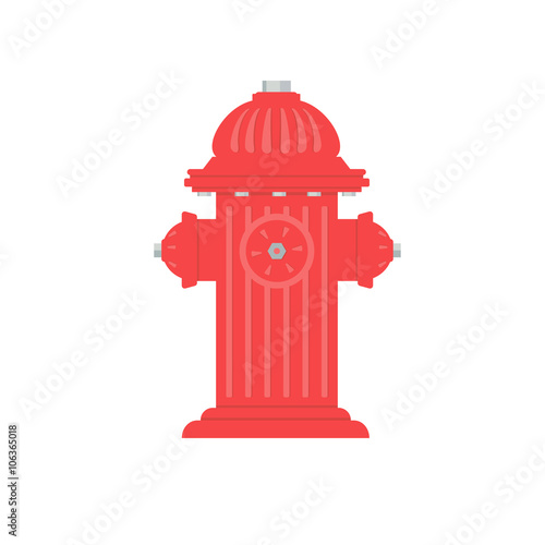 Flat style hydrant  a white background. Fire Hydrant is a four color illustration that can be easily edited or separated for print or screen print.