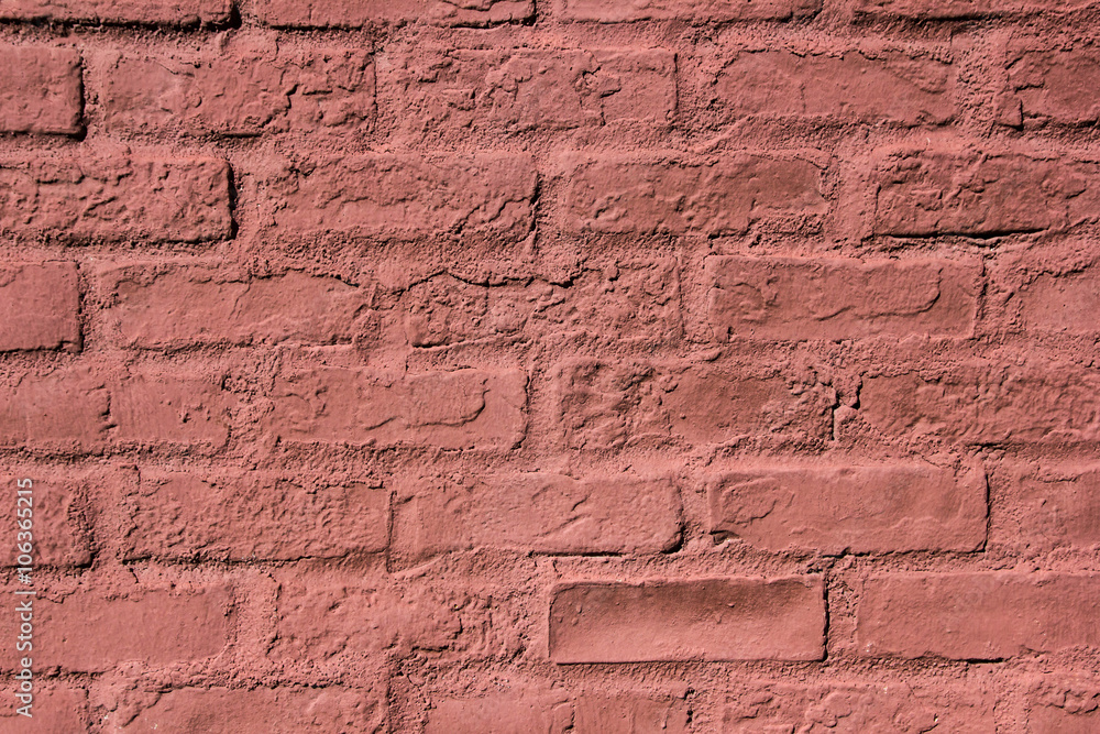 Red brick painted wall background. Red brick painted wall background.