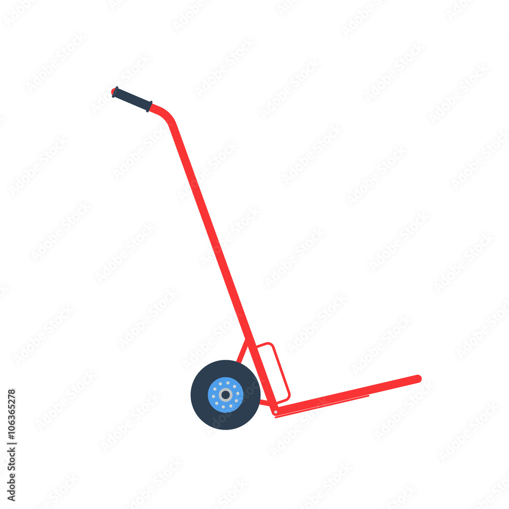 Vector icon - illustration of hand truck icon isolated on white background. Flan style hand truck. Vector icon - illustration of hand truck icon isolated on white background. Flan style hand truck.
