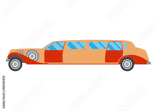 Retro limousine illustration. limousine on white background. Vintage limousine vector. limousine illustration. Retro limousine isolated vector