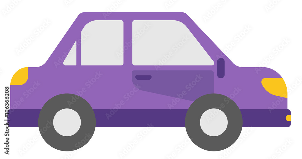 Small purple car. Small purple car.