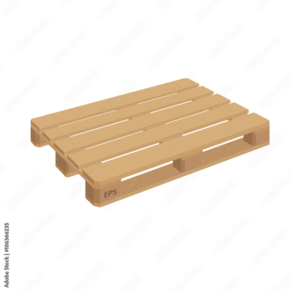 Wooden pallet isolated vector. Wooden pallet illustration in perspective, front and side view with dimensions. Wooden pallet isolated vector. Wooden pallet illustration in perspective, front and side view with dimensions.