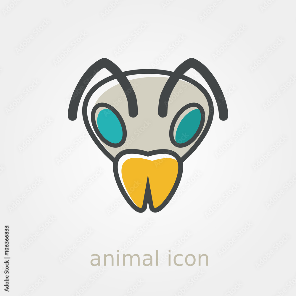 Bee flat icon. Animal head vector symbol Bee flat icon. Animal head vector symbol