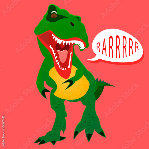 Vector illustration of dinosaur is roaring. Tyrannosaurus