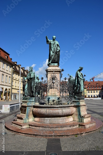 The MAXIMILIANSBRUNNEN fountain in Bamberg, Bavaria, Germany