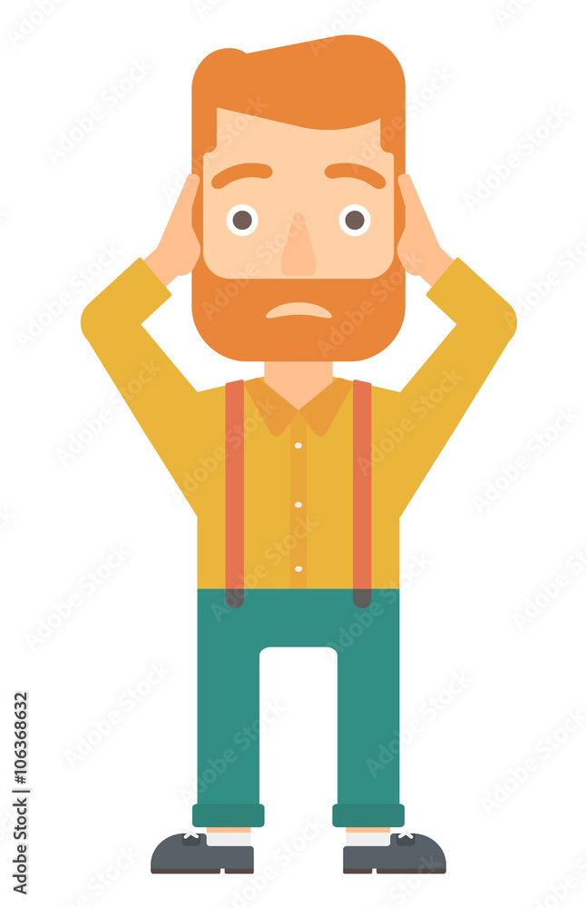 Man clutching his head in desperate. Man clutching his head in desperate.