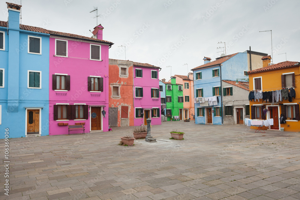 Panorama from a little square in burano Island, Venice