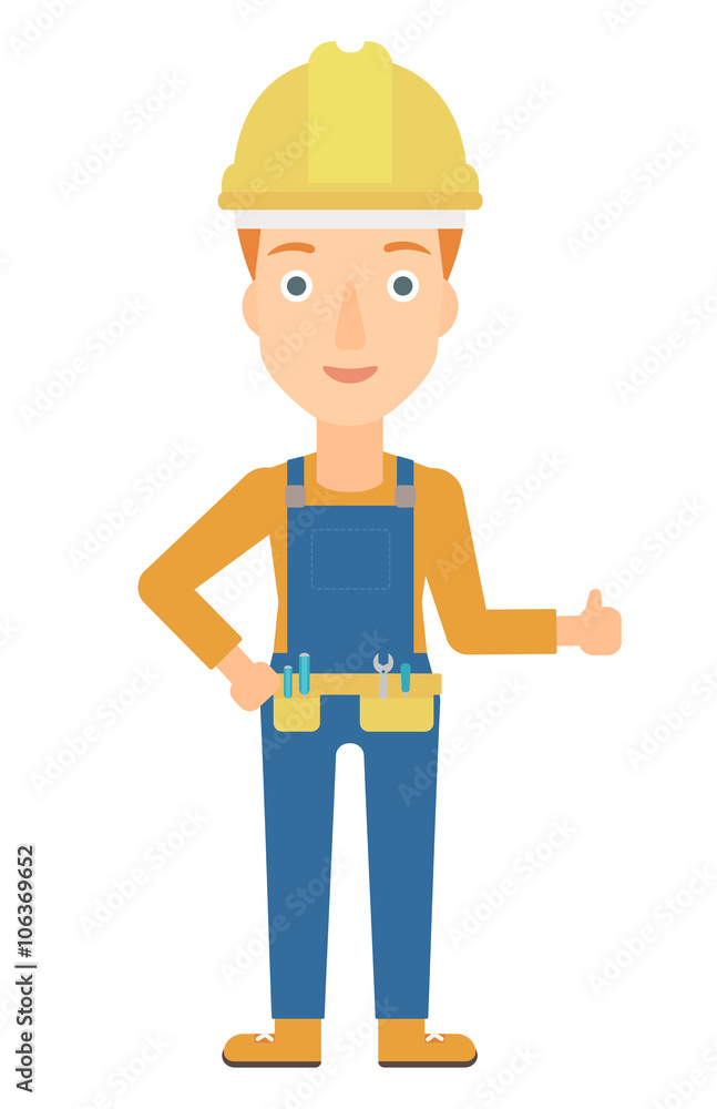 Builder showing thumbs up. Builder showing thumbs up.