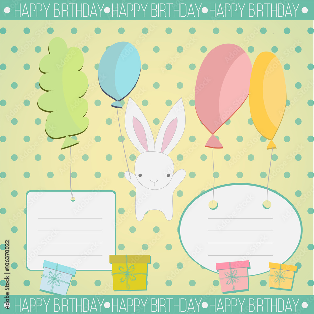 Obraz premium Little white bunny Birthday gift
