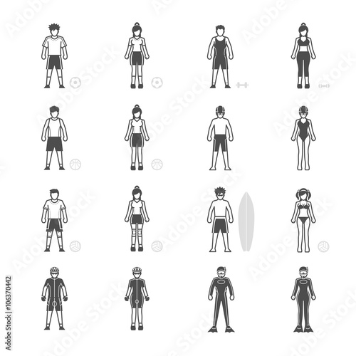 People and Sport Player icon set