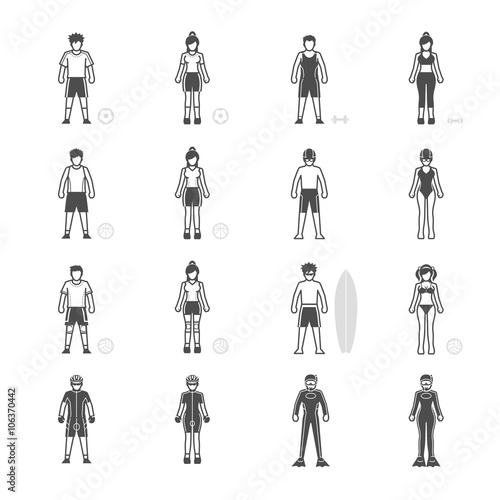 People and Sport Player icon set