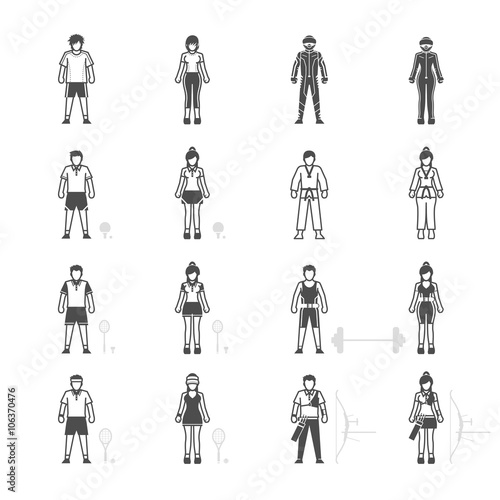 People and Sport Player icon set