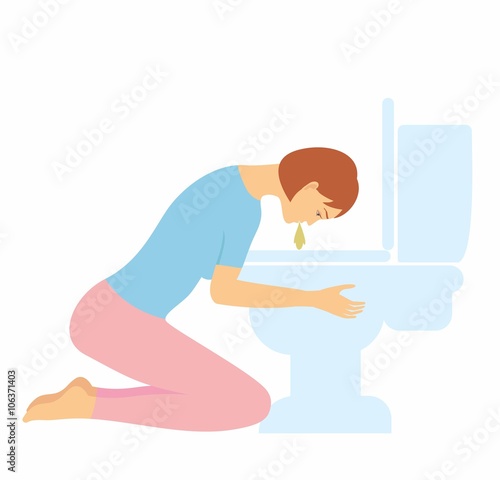 Woman Experiencing Morning Sickness. signs of pregnancy symptoms.