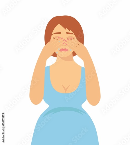vector illustration signs of pregnancy symptoms - emotional instability