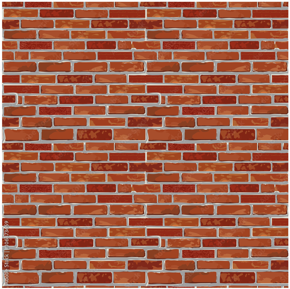 Obraz premium Red brick wall seamless Vector pattern background.