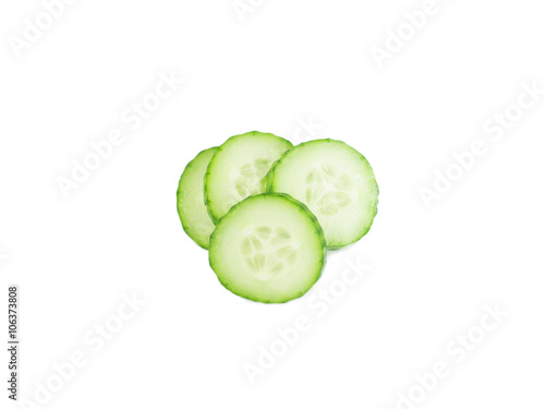 Cucumber slices on a white background