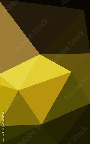 Multicolor dark green, yellow, orange polygonal design pattern, which consist of triangles and gradient in origami style.