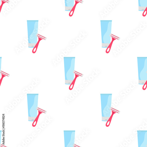 Color illustration of razor and cream icon