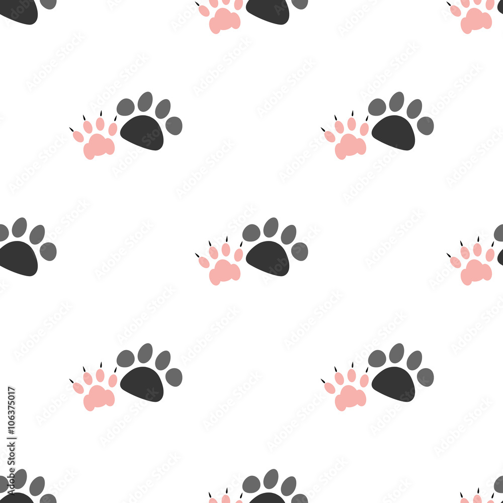 Fototapeta premium Color illustration of dog and cat paw print
