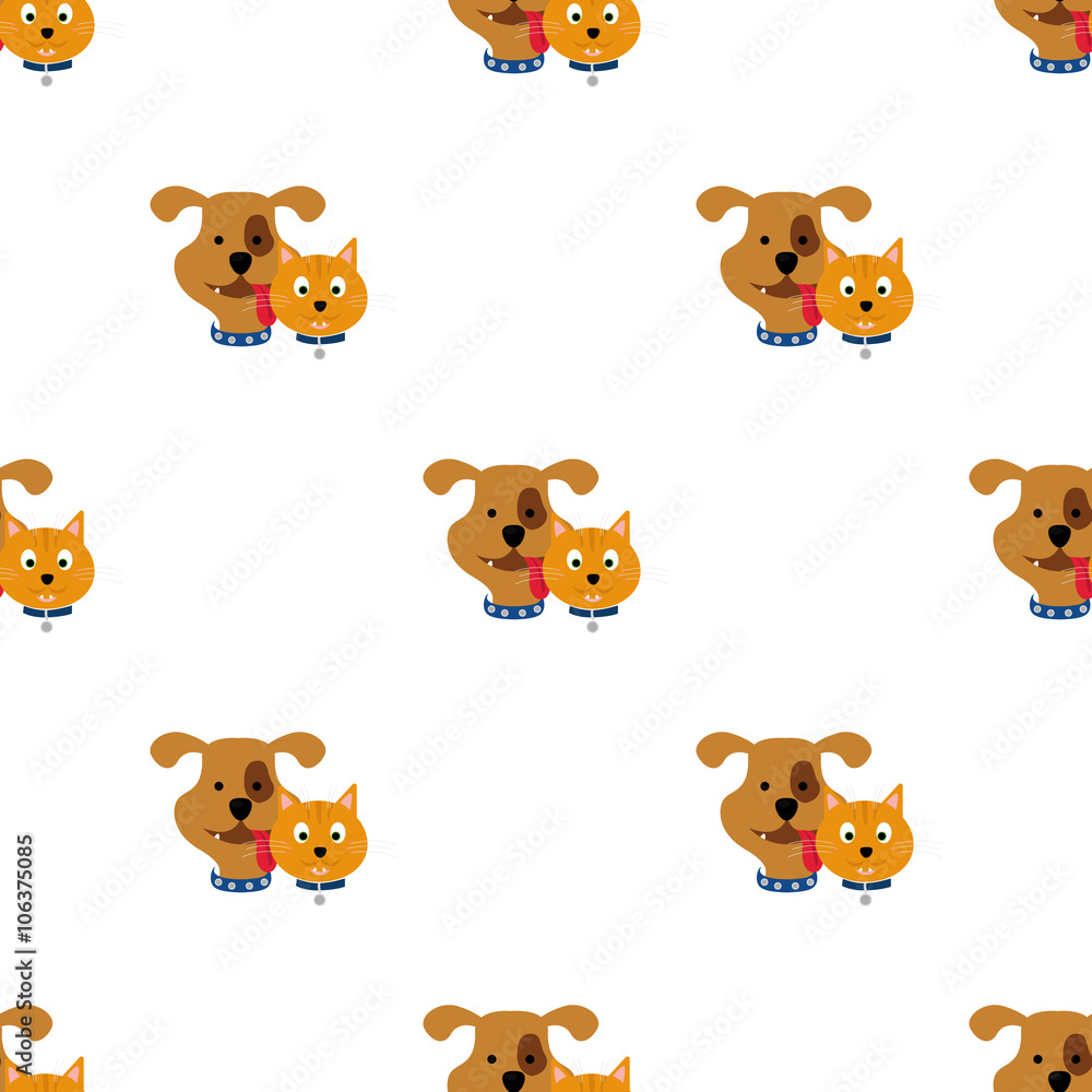 Obraz premium Color illustration of puppy and cat icon