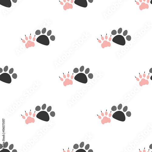 Color illustration of dog and cat paw print
