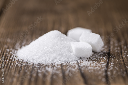 Portion of white Sugar