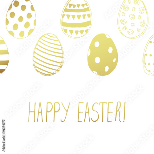 Easter greeting card with easter eggs doodles. Vector illustration