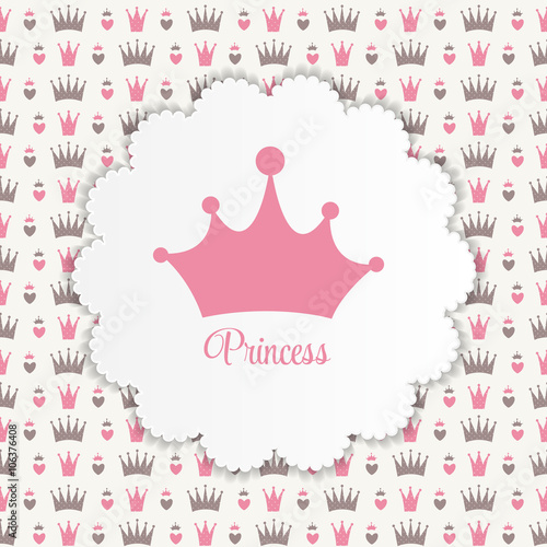 Princess Background with Crown Vector Illustration