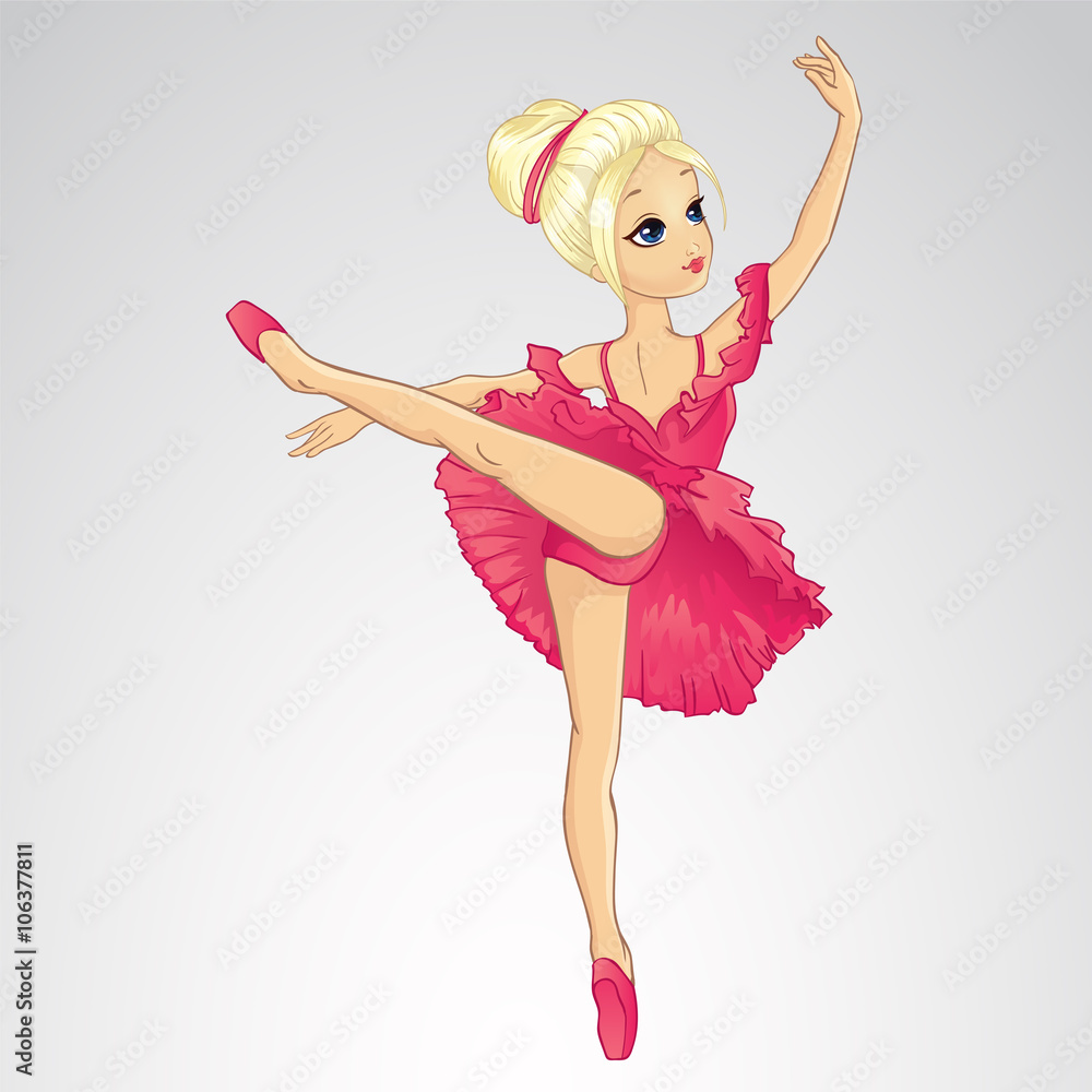 Ballerina Dancing In Pink Dress Ballerina Dancing In Pink Dress