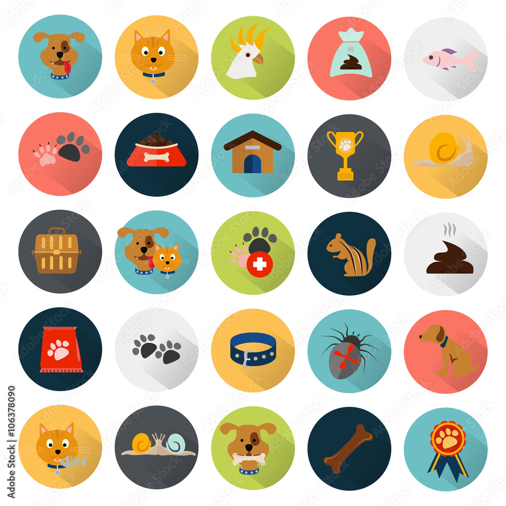 Set of twenty five color veterinary icons