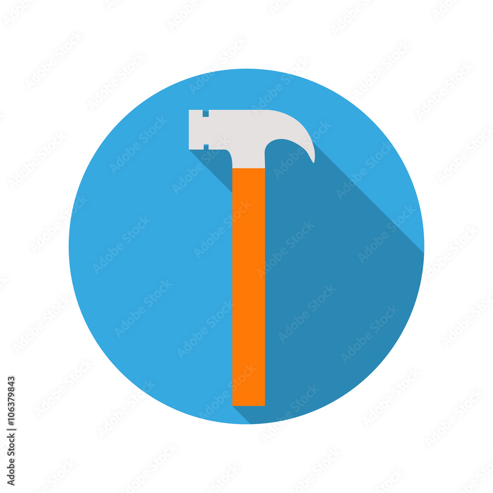 Icon mallet in a blue circle with a shadow Icon mallet in a blue circle with a shadow
