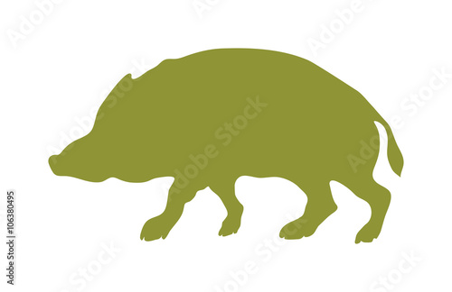 Wild boar animal flat vector silhouette