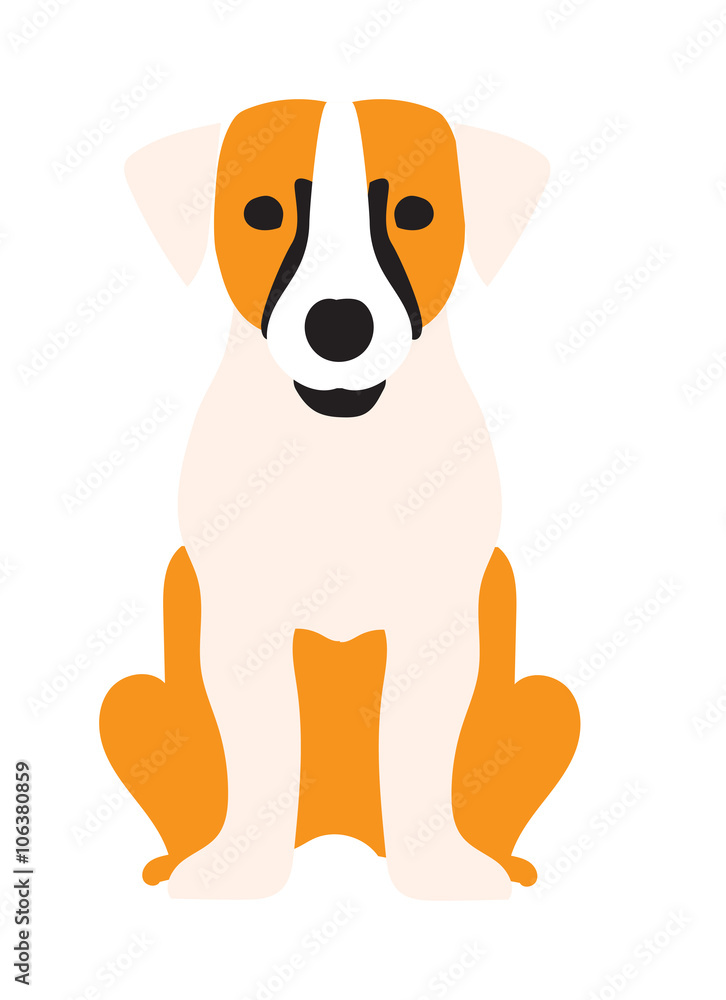 Fototapeta premium Flat dog pet and sitting cute vector