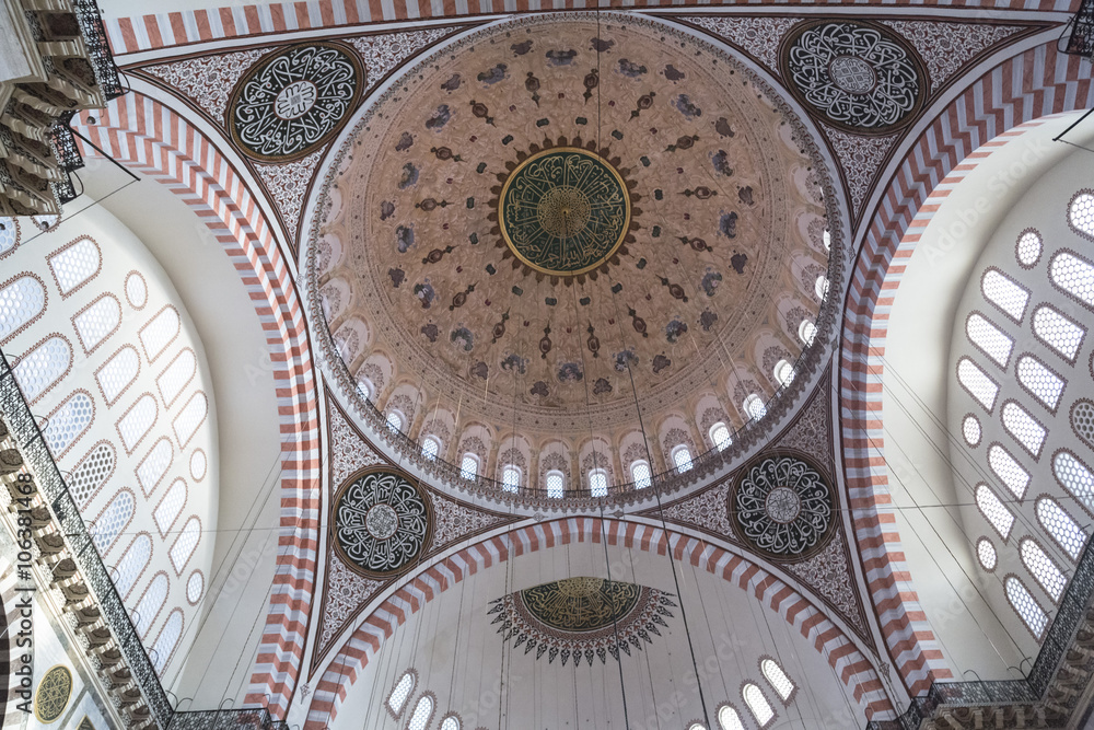 Suleymaniye Mosque interior view, Istanbul