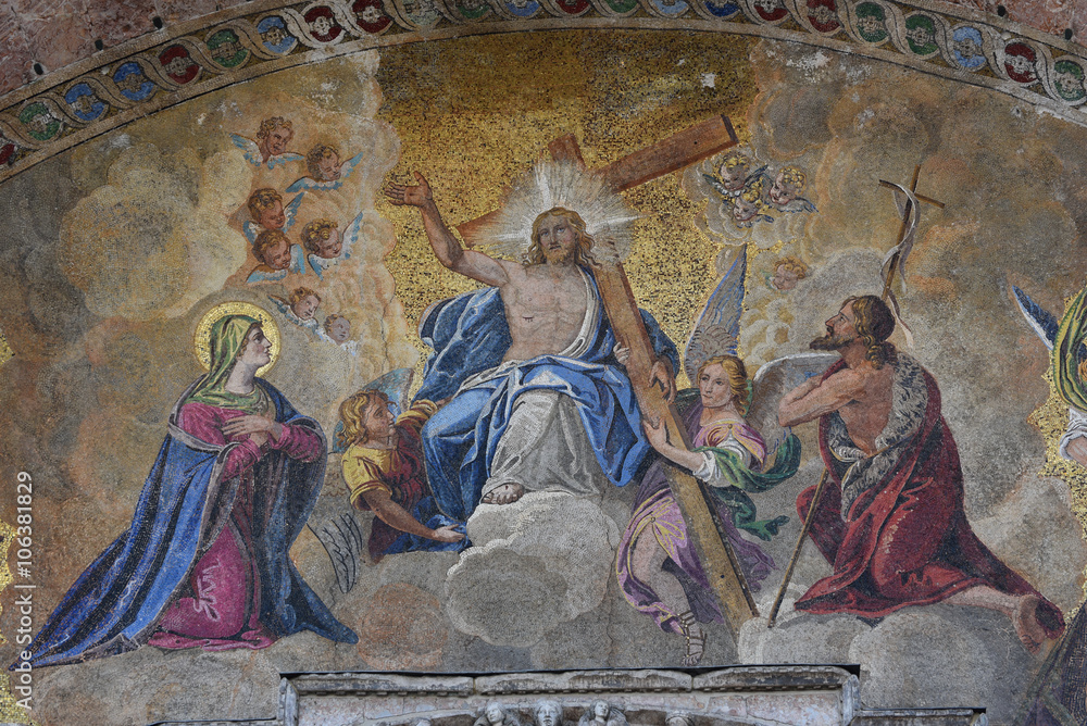 The Last Judgment mosaic, above doorway St Mark s Basilica Venice Italy