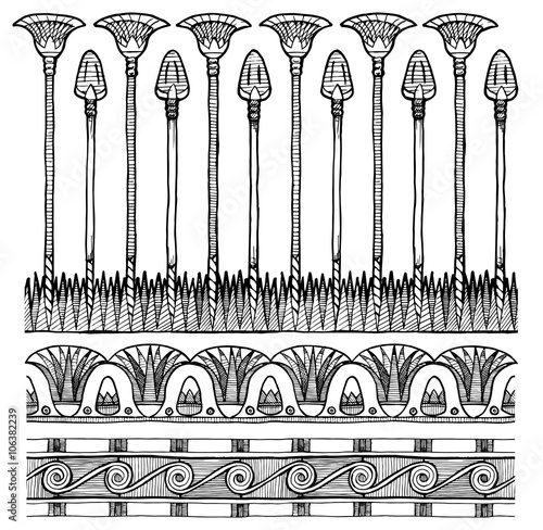 Set of  egyptian ornament.Seamless pattern.