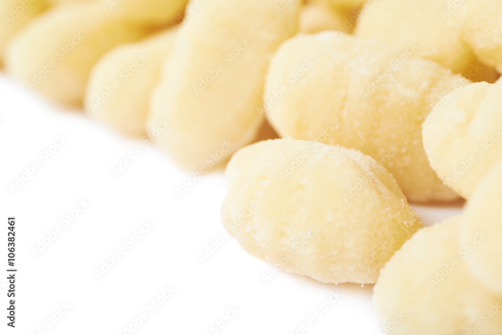 Line of multiple gnocchi dumplings