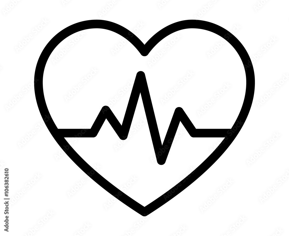 Heartbeat / heart beat pulse line art icon for medical apps and ...