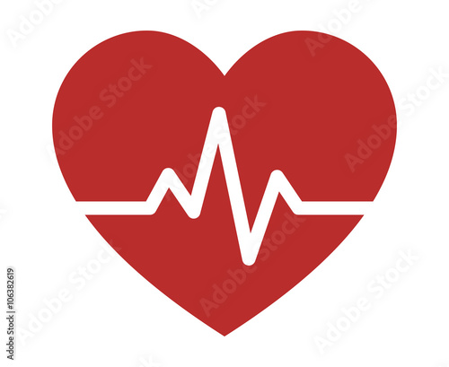 Heartbeat / heart beat pulse flat icon for medical apps and websites photo