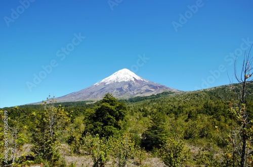 Scenic view of the vulcano Osorno during a trek in the Vincente Perez Rosales National Park in Petrohue