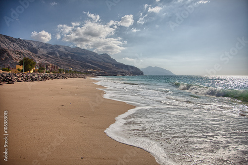 Pristine beach near Bukha, in Musandam peninsula, Oman