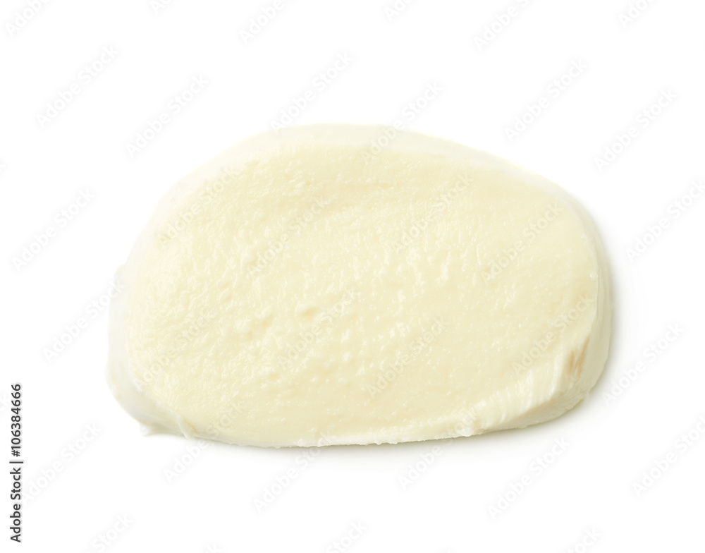 Single slice of mozzarella cheese isolated Single slice of mozzarella cheese isolated