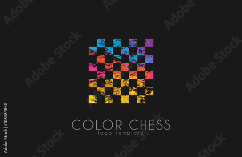 Chess logo. Geometric logo. Coloe chess logo. Creative logo.