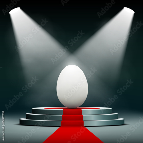 Easter egg on the pedestal.