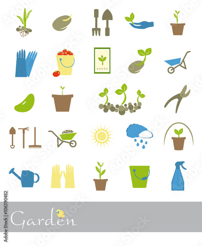 Set of icons of garden
