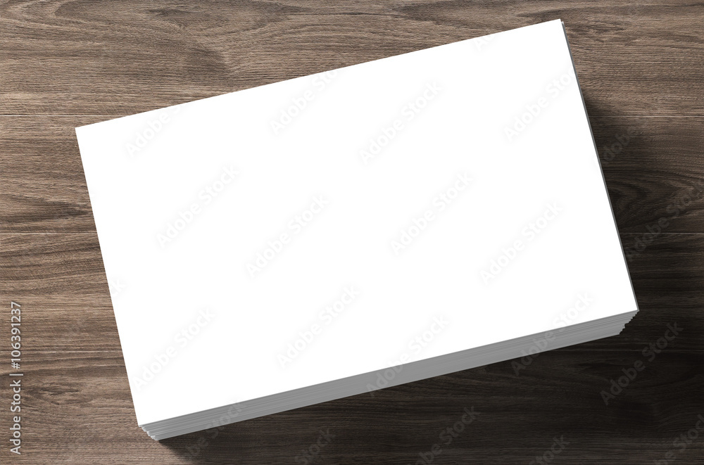 stack of white blank name card on wooden background stack of white blank name card on wooden background