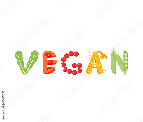 Vegan vegetables lettering